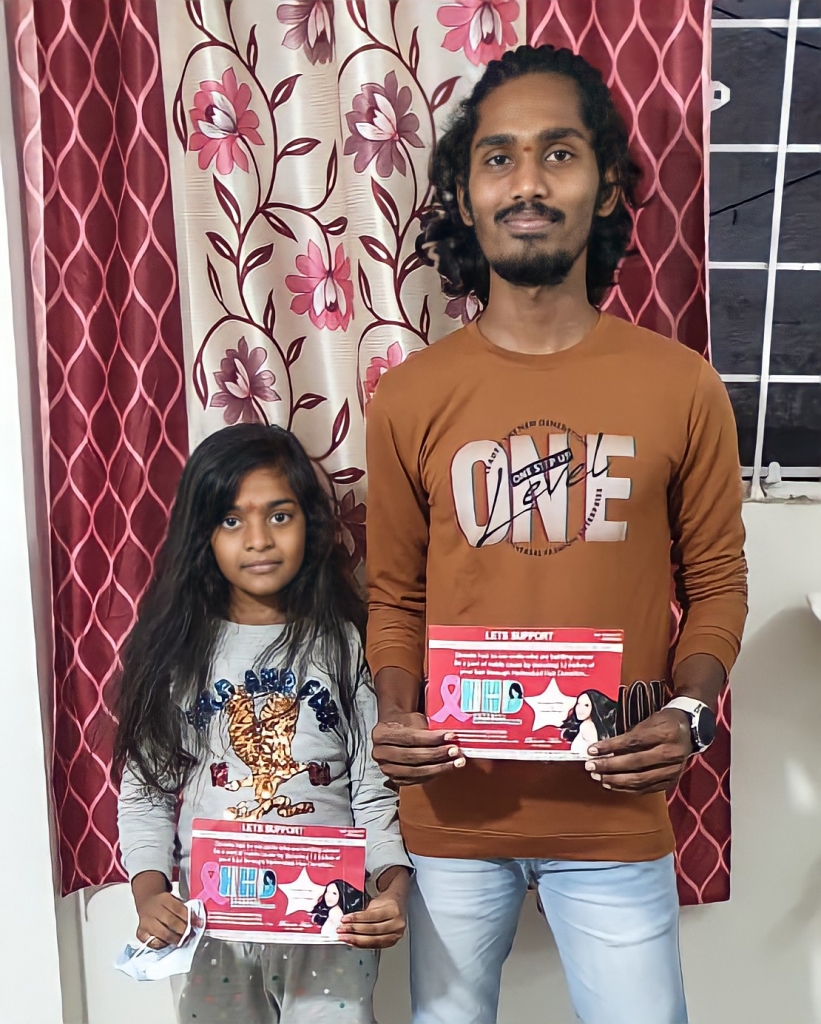 Hair donation for child cancer clearance patients